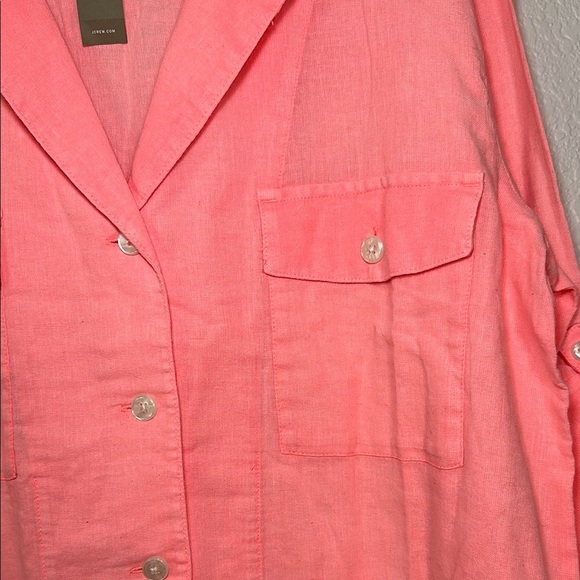 J. Crew Linen Blend Pink Button-Up Blouse - Picture 4 of 6